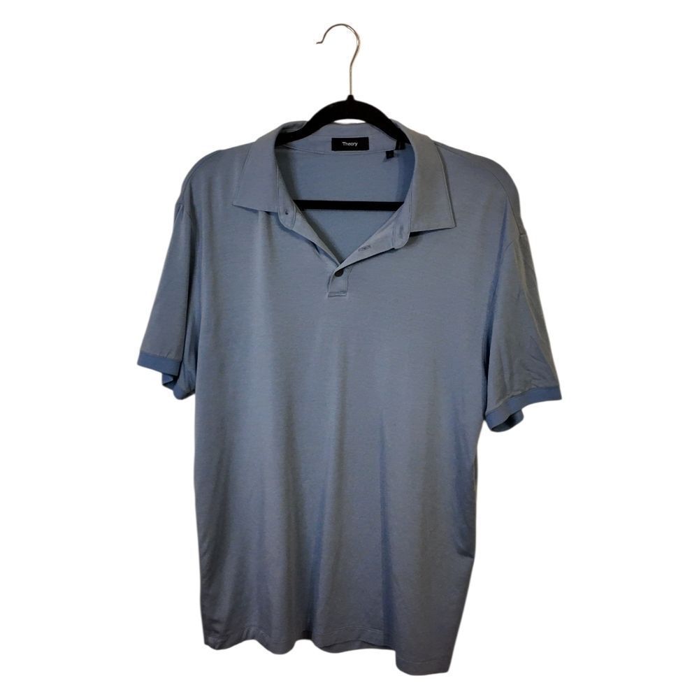 Theory Men's Light Blue Polo Shirt Size L